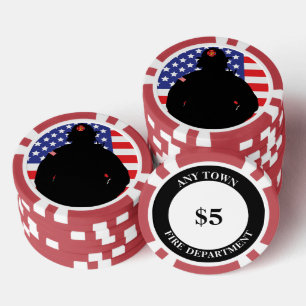 Jetons De Poker Conception du drapeau de pompier patriotique
