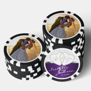 Jetons De Poker Conception Mariage de couple en violet