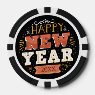 Jetons De Poker Conception personnalisée vintage Bonne Année Eve D