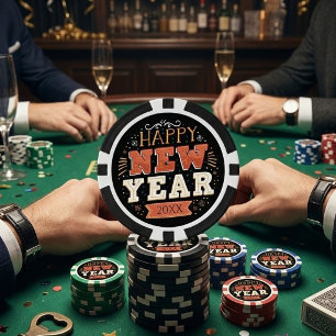Jetons De Poker Conception personnalisée vintage Bonne Année Eve D