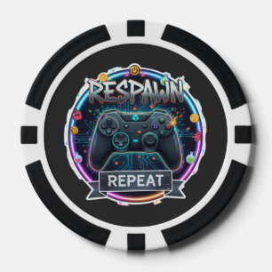 Jetons De Poker Contrôleur Gamer Respawn et Repeat