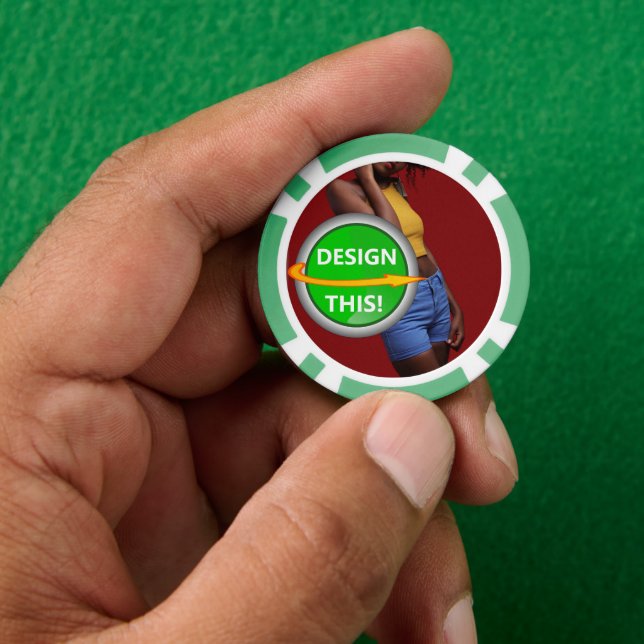 Jetons De Poker COOL ! Chips de poker - Vert - Personnalisé (main)