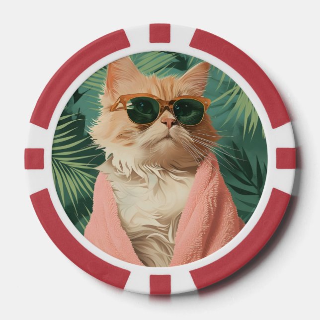 Jetons De Poker Cool Ginger Chat Vacances Vibes Esthétique (Recto)