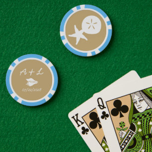 Jetons De Poker Coquillages d'été dans le sable