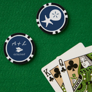 Jetons De Poker Coquillages d'été en marine