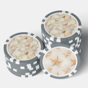 Jetons De Poker Coquilles d'étoiles de mer de plage tropicale
