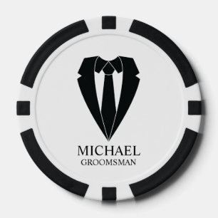 Jetons De Poker Costume Mariage noir et Cravate Groomsmans personn