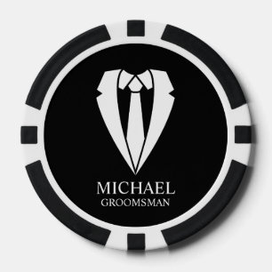 Jetons De Poker Costume Mariage noir et Cravate Groomsmans personn