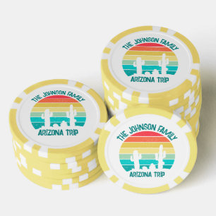 Jetons De Poker Coucher de soleil personnalisé sur cactus du déser