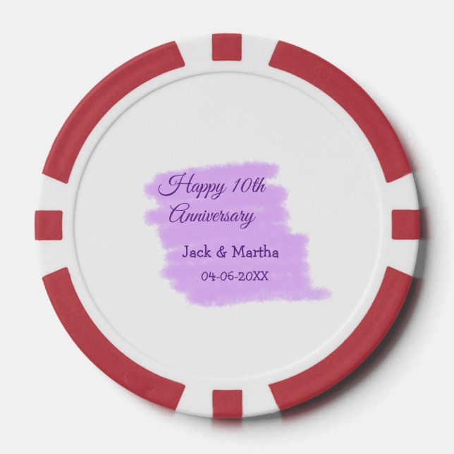 Jetons De Poker Couleur d'eau violet éclaboussure moderne 10e anni (Recto)