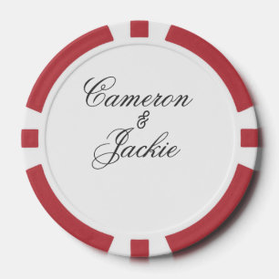 Jetons De Poker Couple de mariage élégant simple nom calligr stylé