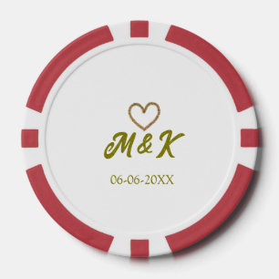 Jetons De Poker couple de mariage nom lettre moderne cœur d'or