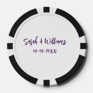 Jetons De Poker couple de mariages. Nom date violet simple mo mini
