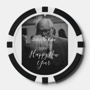 Jetons De Poker Couple photo Bonne année nom année noir blanc