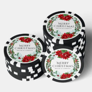 Jetons De Poker Couronne de Poinsettia Fête de Noël d'Entreprise