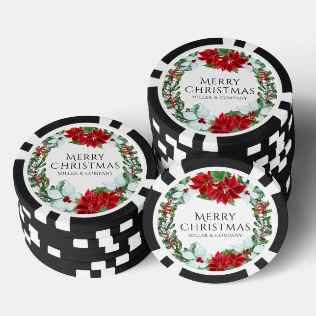 Jetons De Poker Couronne de Poinsettia Fête de Noël d'Entreprise (Empiler)