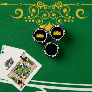 Jetons De Poker Couronne d'or en noir