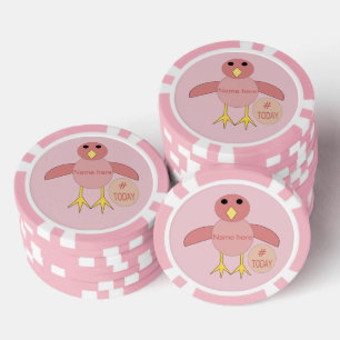 Jetons De Poker Coutume Rose Anniversaire Fille Chick