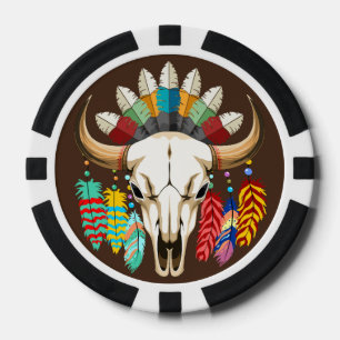 Jetons De Poker Crâne de buffle emblème amérindien