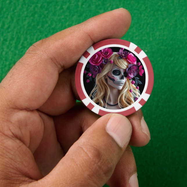 Jetons de poker crâne de sucre (main)