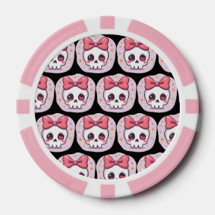 Jetons De Poker Crâne Goth Pastel Mignon avec Nœud
