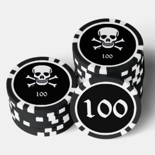 Jetons De Poker Crâne n Bones noir noir 100 puce de poker rayé