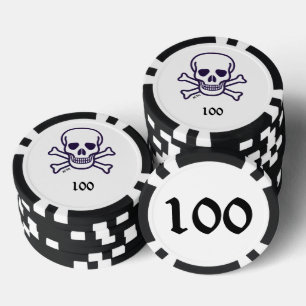 Jetons De Poker Crâne n os 100 puce de poker noir rayé
