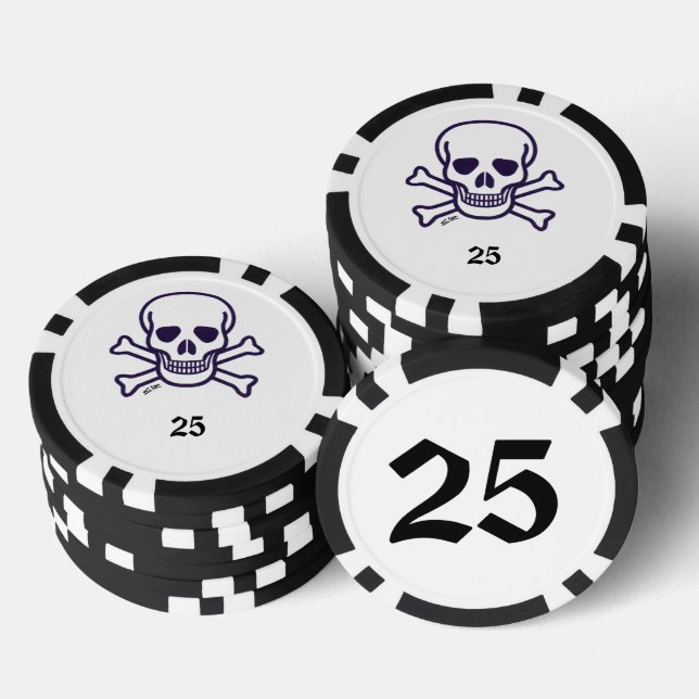Jetons De Poker Crâne n os 25 puce de poker rayé (Empiler)