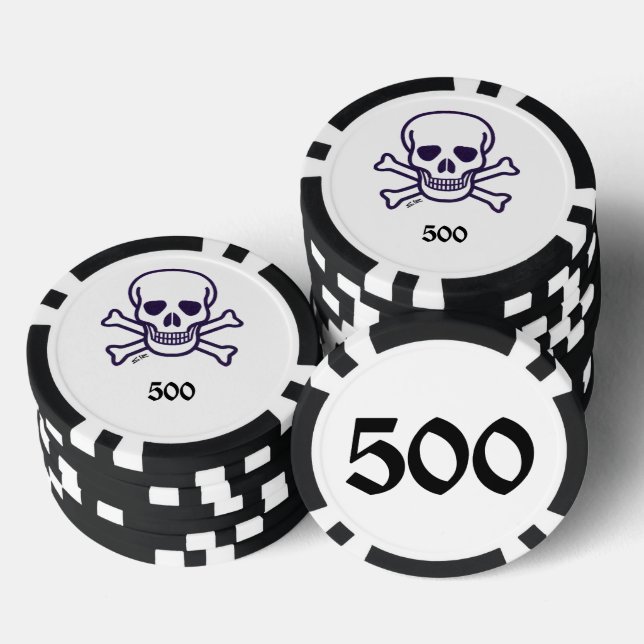 Jetons De Poker Crâne n os 500 puce de poker rayé (Empiler)