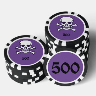 Jetons De Poker Crâne n os 500 puce de poker rayé violet