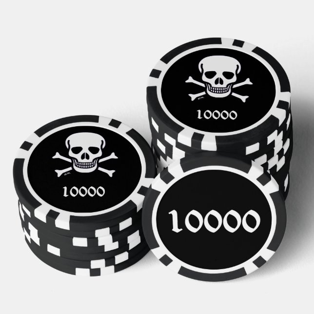 Jetons De Poker Crâne n os noir 10000 puce de poker rayé (Empiler)