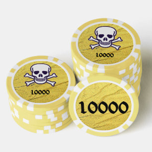 Jetons De Poker Crâne n os or jaune 10000 puce de poker rayé