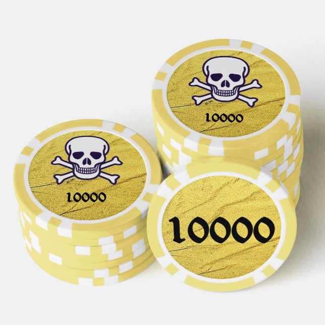 Jetons De Poker Crâne n os or jaune 10000 puce de poker rayé (Empiler)