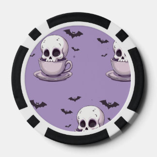 Jetons De Poker Crâne Pastel Goth dans une tasse à thé