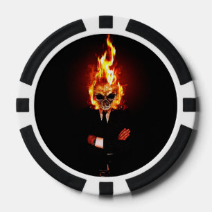 Jetons De Poker Crâne sur le feu