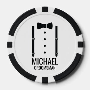 Jetons De Poker Cravate Mariage noir Groomsmen personnalisé