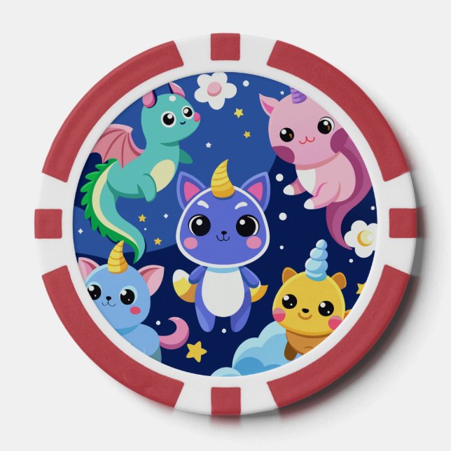 Jetons De Poker Créatures de l'Imaginaire de Kawaii (Recto)