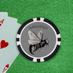 Jetons De Poker Creepy Bee Gros Dard Crânes sur les ailes Gris
