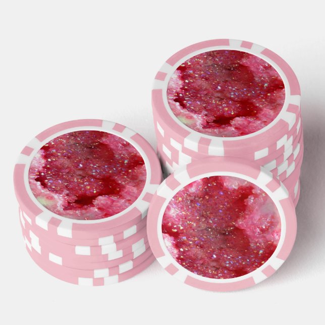 Jetons De Poker Cristaux de Fée Rose Tombés (Empiler)