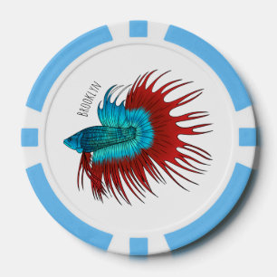 Jetons De Poker Crowntail betta fish dessin animé