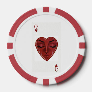 Jetons De Poker Crying Queen of Hearts Surreal Playing Card Design