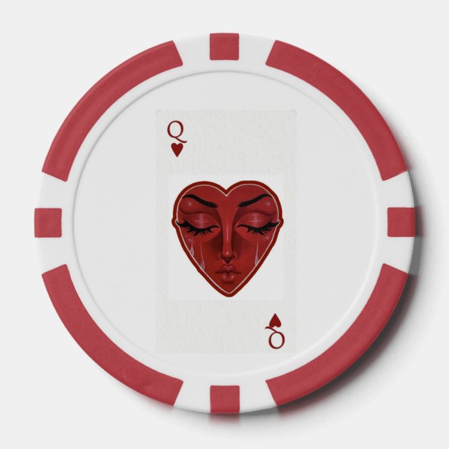 Jetons De Poker Crying Queen of Hearts Surreal Playing Card Design (Recto)