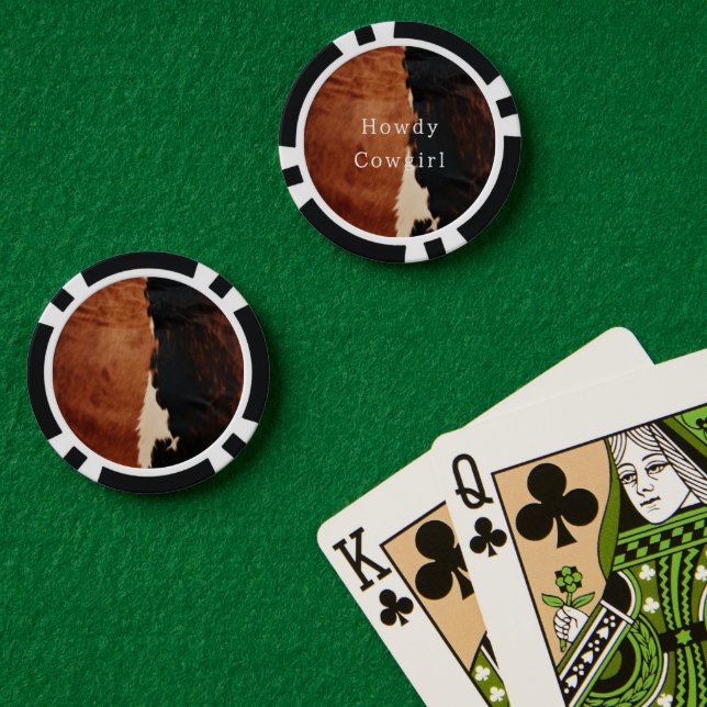 Jetons De Poker Cuir de vache faux marron noir Sud-Ouest (Table de poker (double))