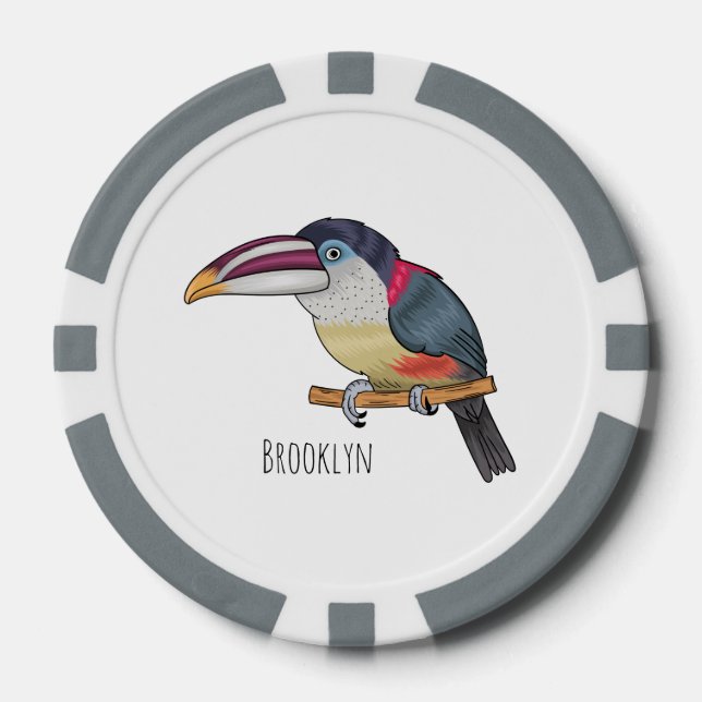 Jetons De Poker Curl crested aracari bird cartoon (Recto)