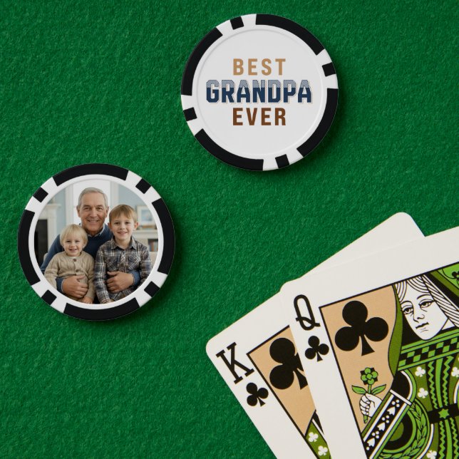 Jetons De Poker Custom Best Grandpa Ever Photo  (Table de poker (double))
