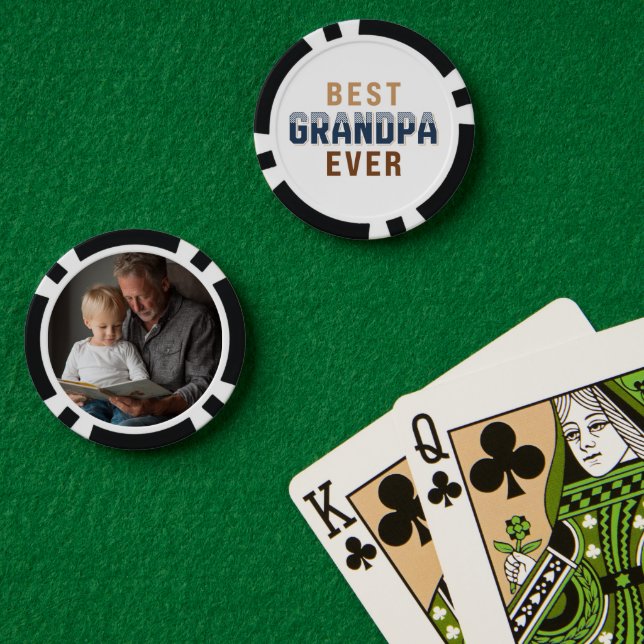 Jetons De Poker Custom Best Grandpa Ever Photo  (Table de poker (double))