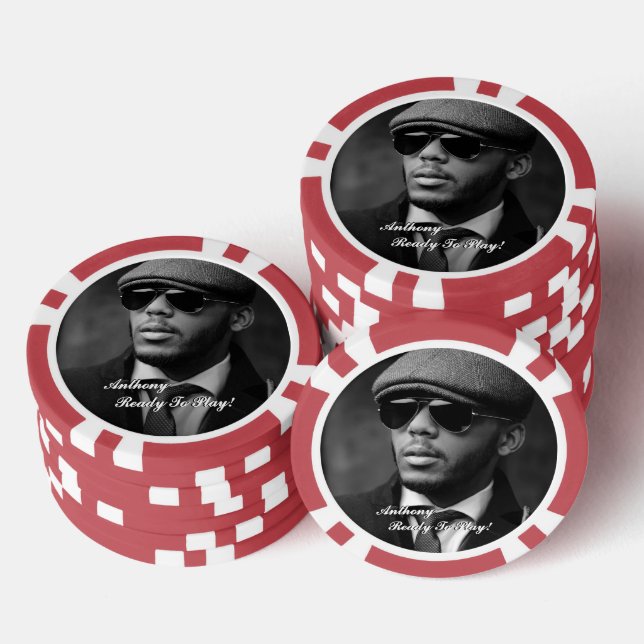 Jetons De Poker Custom Black And White Photo Modern Personalized (Empiler)