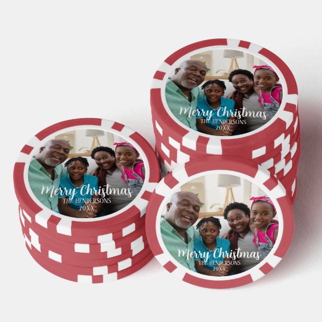 Jetons De Poker Custom Family Photo Double Sided Christmas (Empiler)