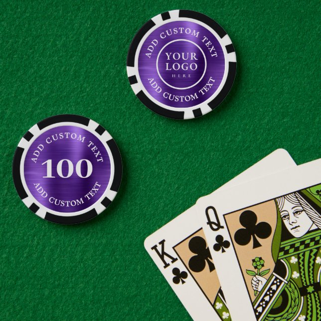 Jetons De Poker Custom Logo & Text Purple Business Casino Night (Table de poker (double))