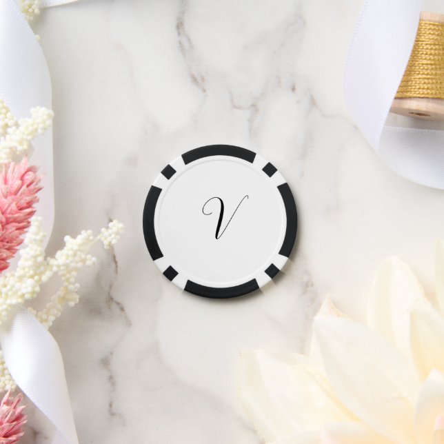 Jetons De Poker Custom monogram script initial (Mariage)